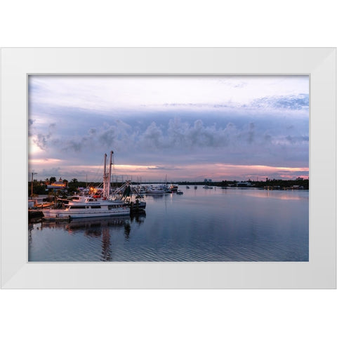 Looking out of the Key West Express shuttle over Fort Myers waterway of the Gulf of Mexico White Modern Wood Framed Art Print by Haddad, Sheila
