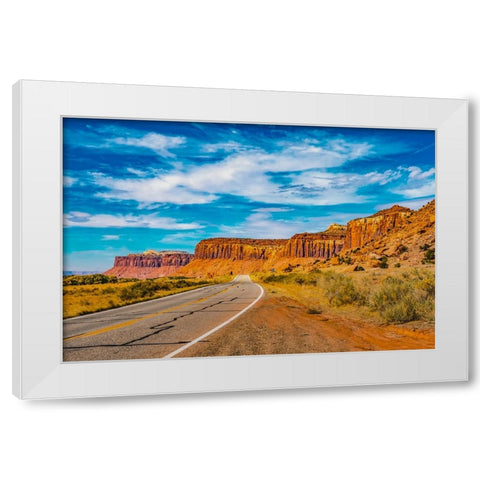 Colorful Cliffs-Highway 211-Canyonlands National Park-Needles District-Utah White Modern Wood Framed Art Print by Perry, William