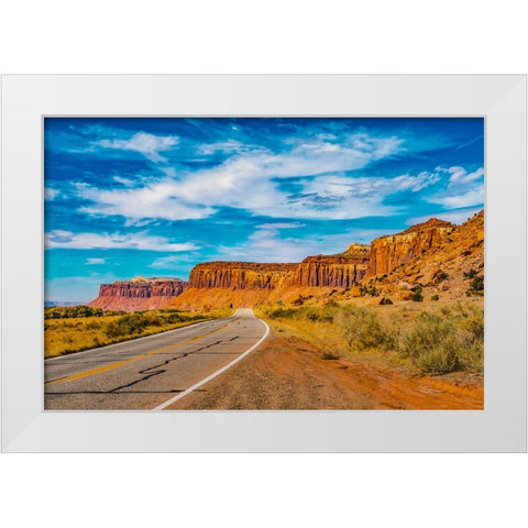 Colorful Cliffs-Highway 211-Canyonlands National Park-Needles District-Utah White Modern Wood Framed Art Print by Perry, William