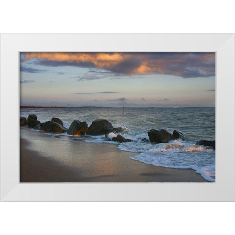 Sunrise on Tybee Island Beach-Georgia-USA White Modern Wood Framed Art Print by Miller, Anna