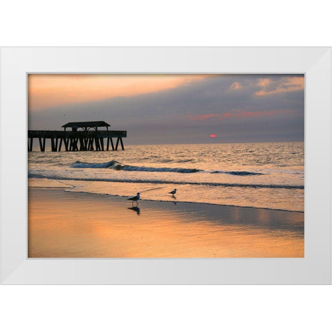 Sunrise on Tybee Island Beach-Georgia-USA White Modern Wood Framed Art Print by Miller, Anna