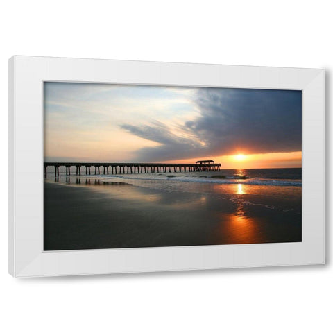Sunrise on Tybee Island Beach-Georgia-USA White Modern Wood Framed Art Print by Miller, Anna