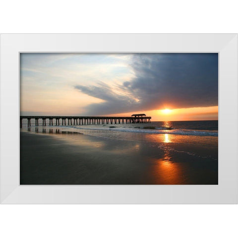 Sunrise on Tybee Island Beach-Georgia-USA White Modern Wood Framed Art Print by Miller, Anna
