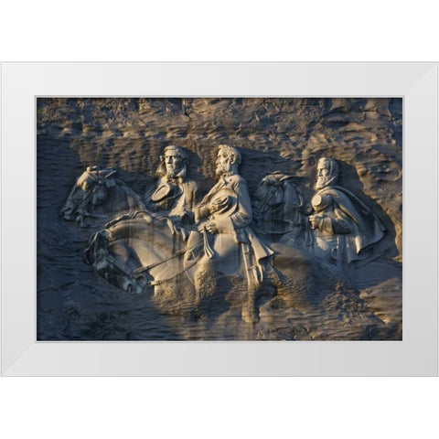 GA, Atlanta Carving on Stone Mountain White Modern Wood Framed Art Print by Flaherty, Dennis