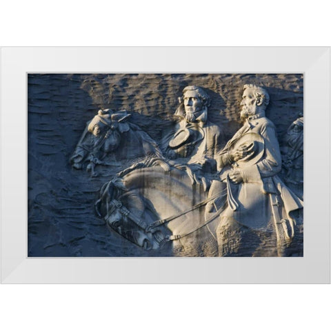 GA, Atlanta Carving on Stone Mountain White Modern Wood Framed Art Print by Flaherty, Dennis