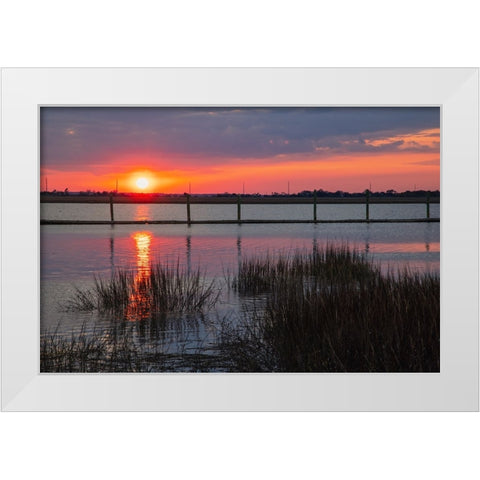 USA-Georgia-Jekyll Island-Sunset on Jekyll Island White Modern Wood Framed Art Print by Looney, Hollice