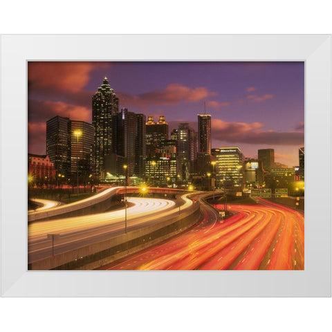 Atlanta-Georgia skyline at dusk White Modern Wood Framed Art Print by SMO