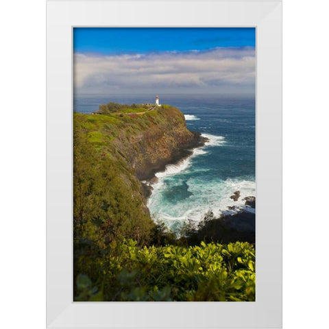 HI, Kauai Kilauea Lighthouse White Modern Wood Framed Art Print by Lord, Fred