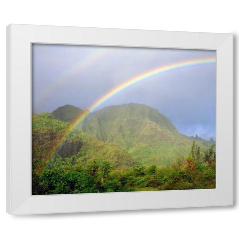 USA, Hawaii, Kauai Hawaiian Rainbow White Modern Wood Framed Art Print by Talbot Frank, Christopher