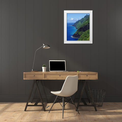 Hawaii, Kauai The Na Pali coast White Modern Wood Framed Art Print by Talbot Frank, Christopher