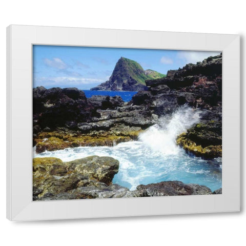 Hawaii, Maui Waves breaking on the coast White Modern Wood Framed Art Print by Talbot Frank, Christopher