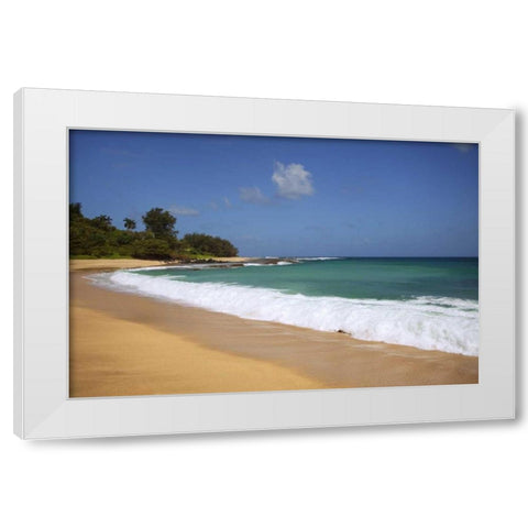 USA, Hawaii, Kauai Wave breaks on deserted beach White Modern Wood Framed Art Print by Flaherty, Dennis