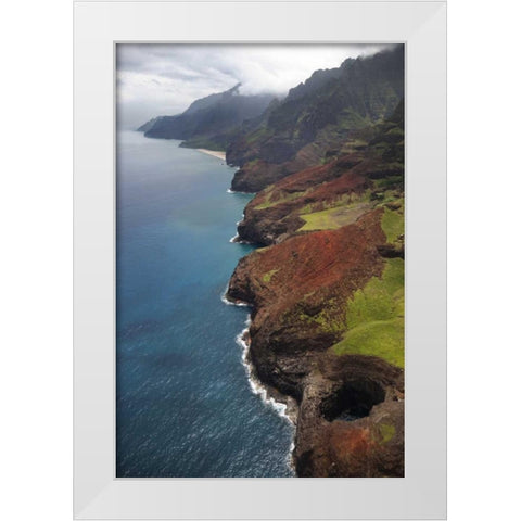 USA, Hawaii, Kauai Aerial view of Na Pali Coast White Modern Wood Framed Art Print by Flaherty, Dennis