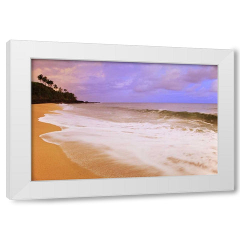 USA, Hawaii, Kauai Morning on Secret Beach White Modern Wood Framed Art Print by Flaherty, Dennis