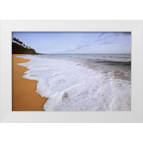 USA, Hawaii, Kauai Scenic of Secret Beach White Modern Wood Framed Art Print by Flaherty, Dennis