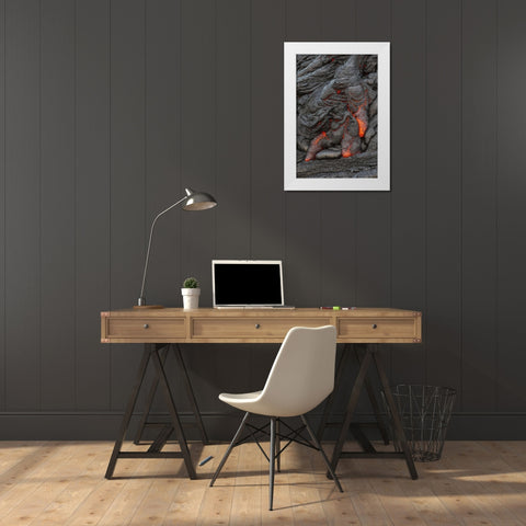 Hawaii, Kilauea Molten lava hardening White Modern Wood Framed Art Print by Illg, Cathy and Gordon