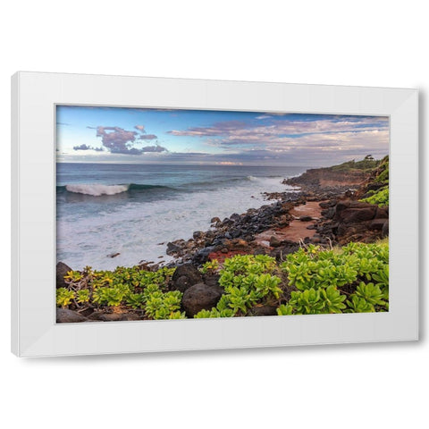 Paliku aka Donkey Beach in Kealia in Kauai-Hawaii-USA White Modern Wood Framed Art Print by Haney, Chuck