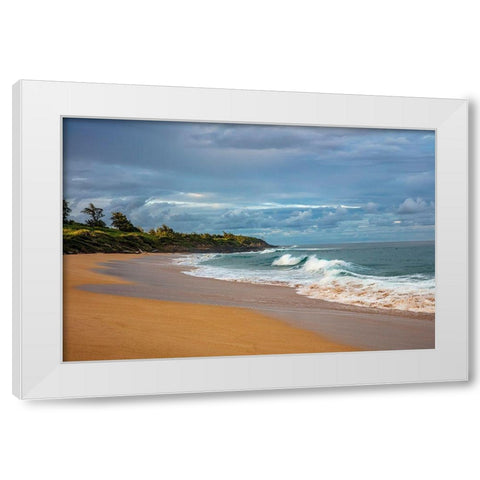 Paliku aka Donkey Beach in Kealia in Kauai-Hawaii-USA White Modern Wood Framed Art Print by Haney, Chuck