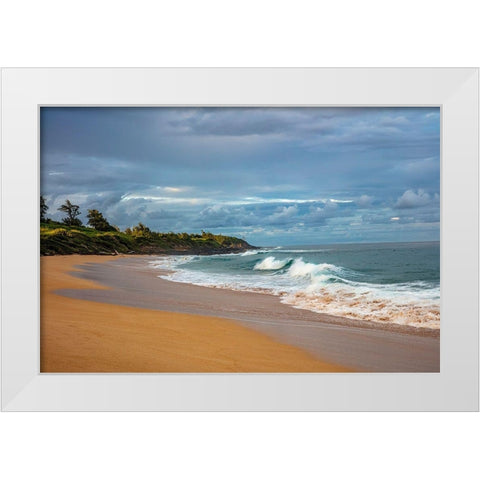 Paliku aka Donkey Beach in Kealia in Kauai-Hawaii-USA White Modern Wood Framed Art Print by Haney, Chuck