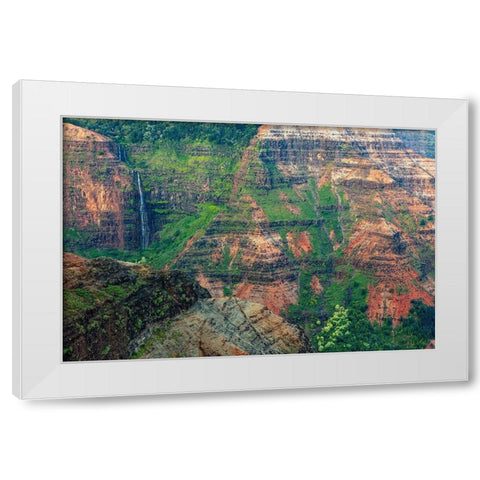 Waipoo Waterfall in Waimea Canyon State Park in Kauai-Hawaii-USA White Modern Wood Framed Art Print by Haney, Chuck