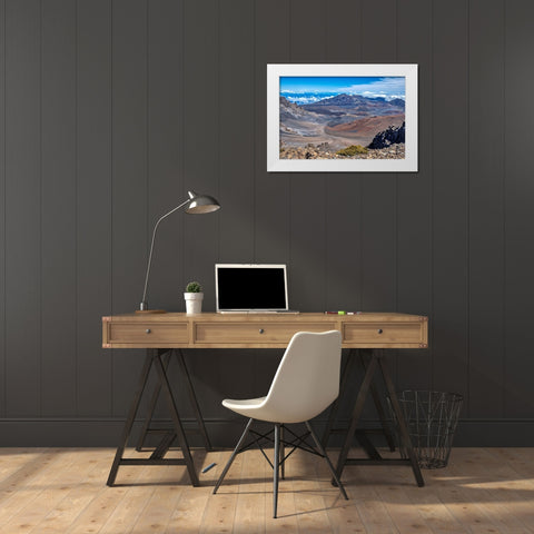 Crater-Haleakala-Maui-Hawaii-USA White Modern Wood Framed Art Print by Engelbrecht, Jim