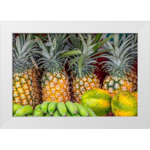 Fresh fruit at the market-Kauai-Hawaii-USA White Modern Wood Framed Art Print by Engelbrecht, Jim