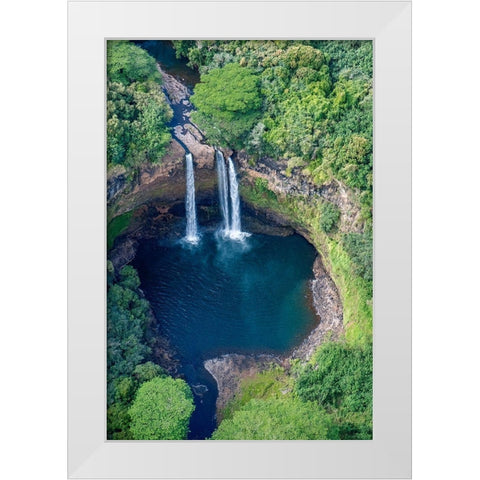 Wailua Falls-Kauai-Hawaii-USA White Modern Wood Framed Art Print by Engelbrecht, Jim