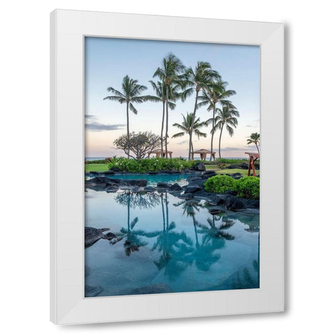 Oceanfront resort-landscape-Kauai-Hawaii-USA White Modern Wood Framed Art Print by Engelbrecht, Lisa S.
