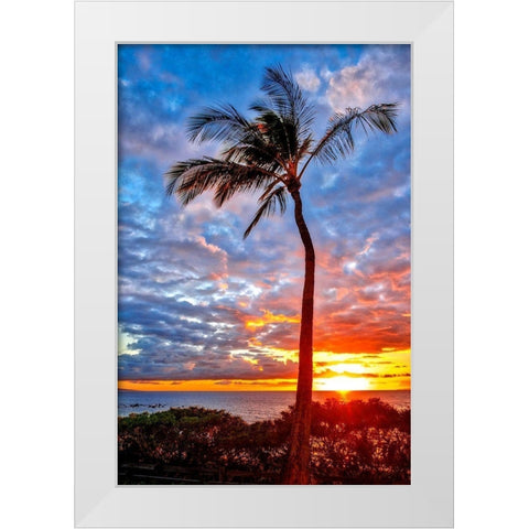Sunset on Wailea Beach-Maui-Hawaii-USA White Modern Wood Framed Art Print by Engelbrecht, Lisa S.