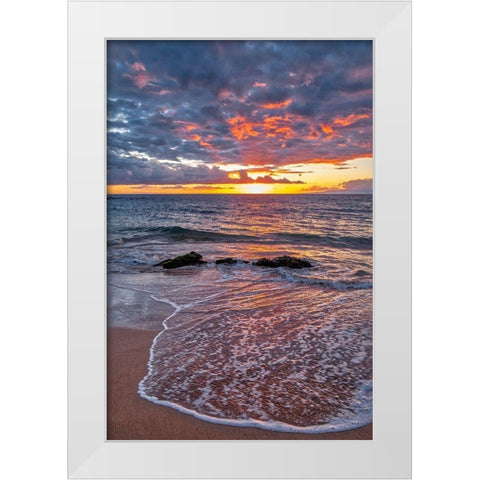 Sunset on Wailea Beach-Maui-Hawaii-USA White Modern Wood Framed Art Print by Engelbrecht, Lisa S.