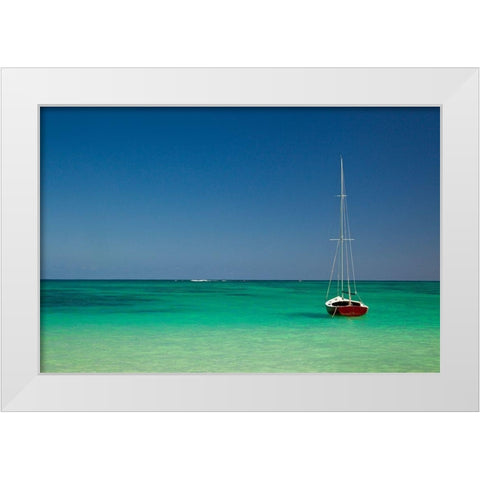 Hawaii-Oahu-Lanikai Beach with tropical blue water and islands off shore White Modern Wood Framed Art Print by Gulin, Sylvia