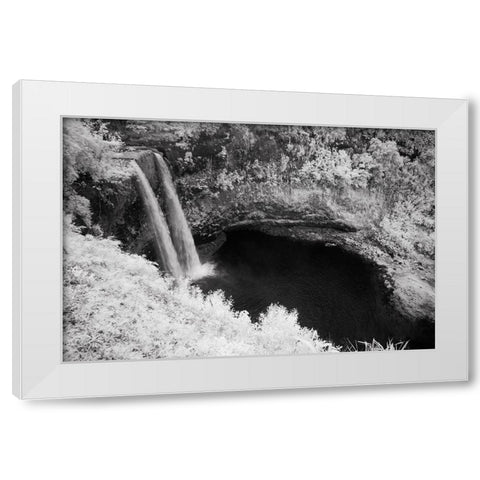 USA-Hawaii-Kauai-Infrared Island of Wailua Falls Kauai-HI, White Modern Wood Framed Art Print by Eggers, Terry