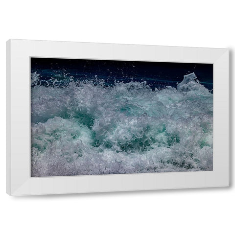 Waves foaming and bubbling when they hammer the sandy beach at Sunset Beach White Modern Wood Framed Art Print by Norring, Tom