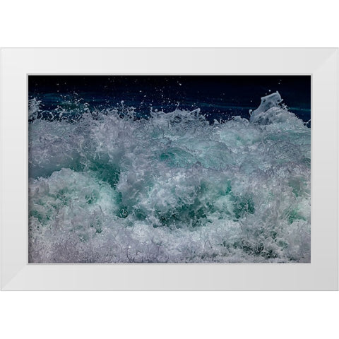 Waves foaming and bubbling when they hammer the sandy beach at Sunset Beach White Modern Wood Framed Art Print by Norring, Tom