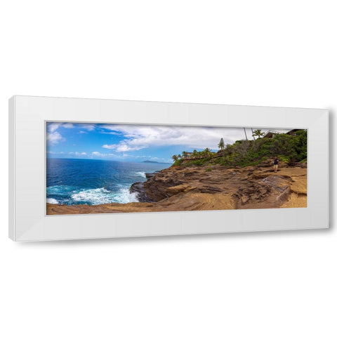 Ocean view from Spitting Caves-Hidden treasure in Honolulu-Oahu-Hawaii White Modern Wood Framed Art Print by Norring, Tom