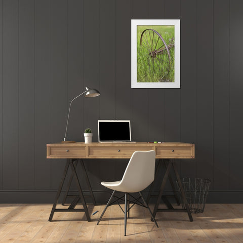 Idaho Abandoned farm equipment White Modern Wood Framed Art Print by Grall, Don