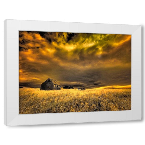 USA-Idaho-Liberty-Infrared of old cabin near Liberty White Modern Wood Framed Art Print by Eggers, Terry