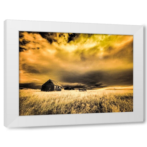 USA-Idaho-Liberty-Infrared of old cabin near Liberty White Modern Wood Framed Art Print by Eggers, Terry