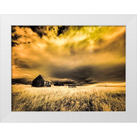 USA-Idaho-Liberty-Infrared of old cabin near Liberty White Modern Wood Framed Art Print by Eggers, Terry