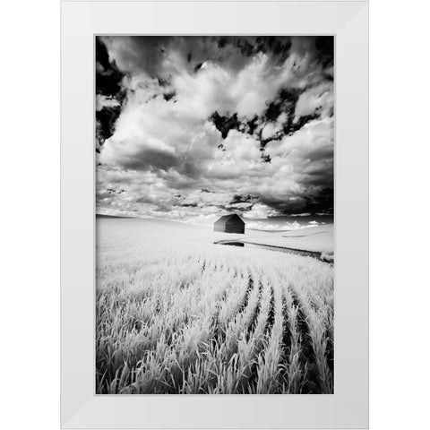 Infrared Palouse fields and barn-PR White Modern Wood Framed Art Print by Eggers, Terry