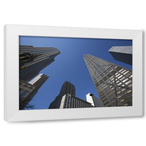 IL, Chicago The Hancock Building and skyscrapers White Modern Wood Framed Art Print by Flaherty, Dennis