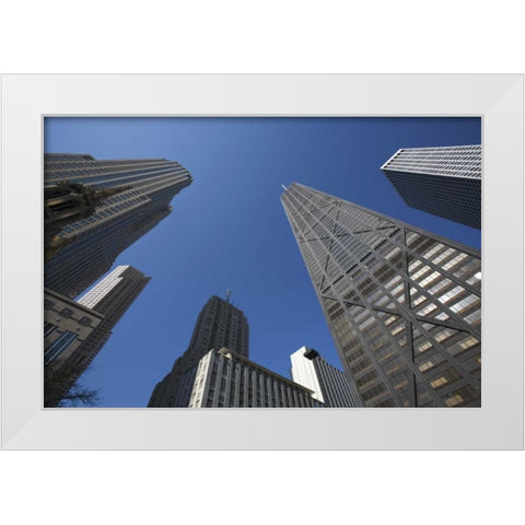 IL, Chicago The Hancock Building and skyscrapers White Modern Wood Framed Art Print by Flaherty, Dennis