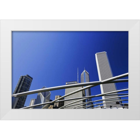 IL, Chicago Pipes over Jay Pritzker Pavilion White Modern Wood Framed Art Print by Flaherty, Dennis