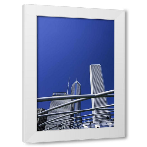 IL, Chicago Pipes over Jay Pritzker Pavilion White Modern Wood Framed Art Print by Flaherty, Dennis