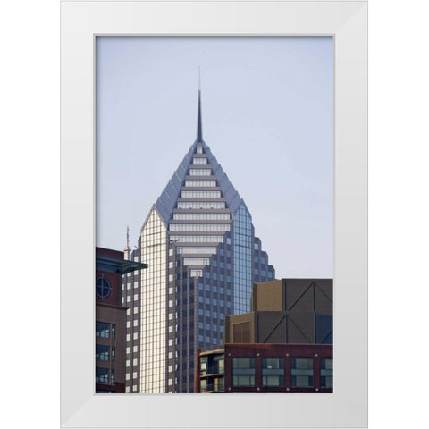 Illinois, Chicago Skyscrapers in downtown White Modern Wood Framed Art Print by Flaherty, Dennis