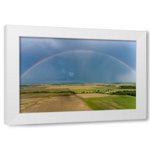 Rainbow after storm-Marion County-Illinois White Modern Wood Framed Art Print by Day, Richard and Susan