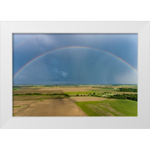 Rainbow after storm-Marion County-Illinois White Modern Wood Framed Art Print by Day, Richard and Susan