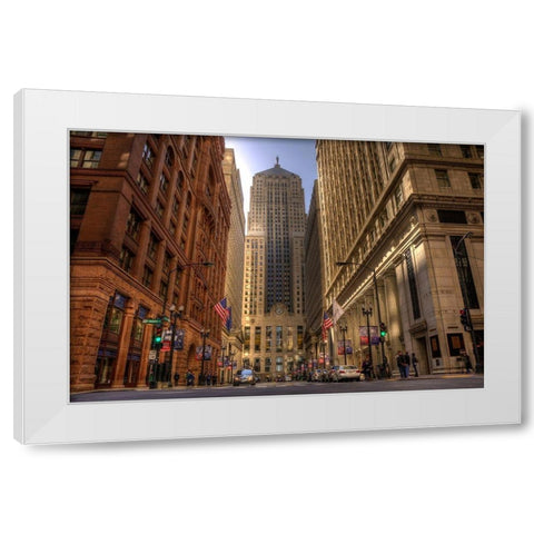 LaSalle street in downtown Chicago Illinois White Modern Wood Framed Art Print by SMO