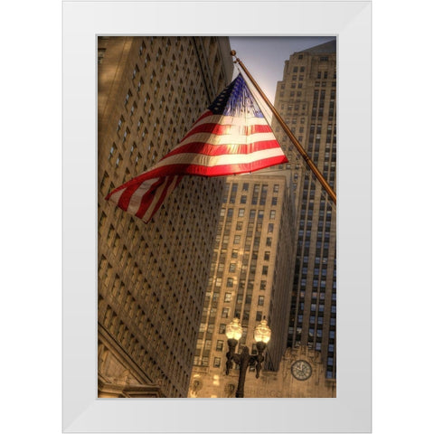 LaSalle street in downtown Chicago Illinois White Modern Wood Framed Art Print by SMO