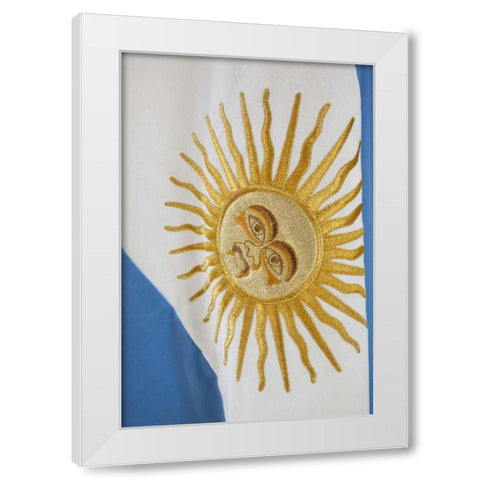 Argentina, Mendoza Sunburst on Argentinas flag White Modern Wood Framed Art Print by Kaveney, Wendy